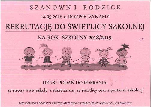 ogloszenie o rekrutacji do swietlicy